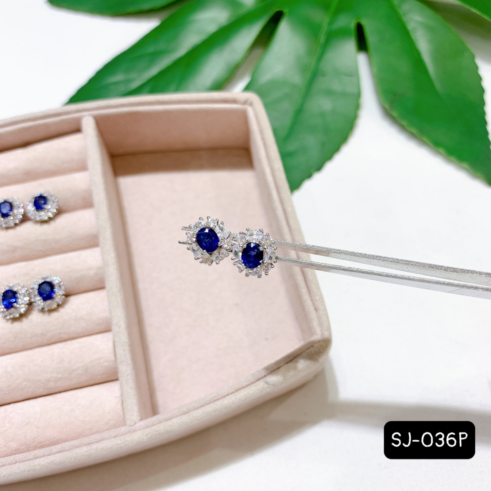 Bông Tai Bạc 925 Đính Đá Sapphire Mẫu SP008