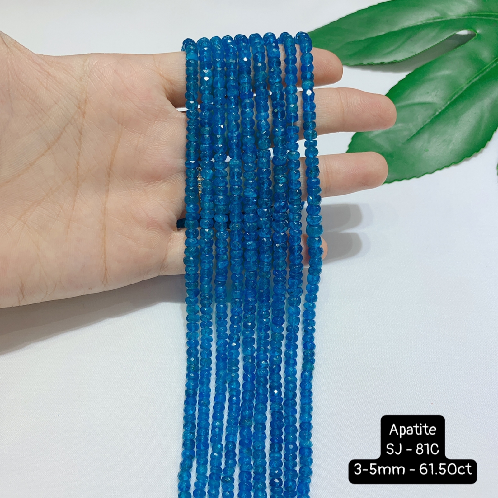 Chuỗi Apatite Cao Cấp Cắt Giác Hạt Bầu Size 3-5mm