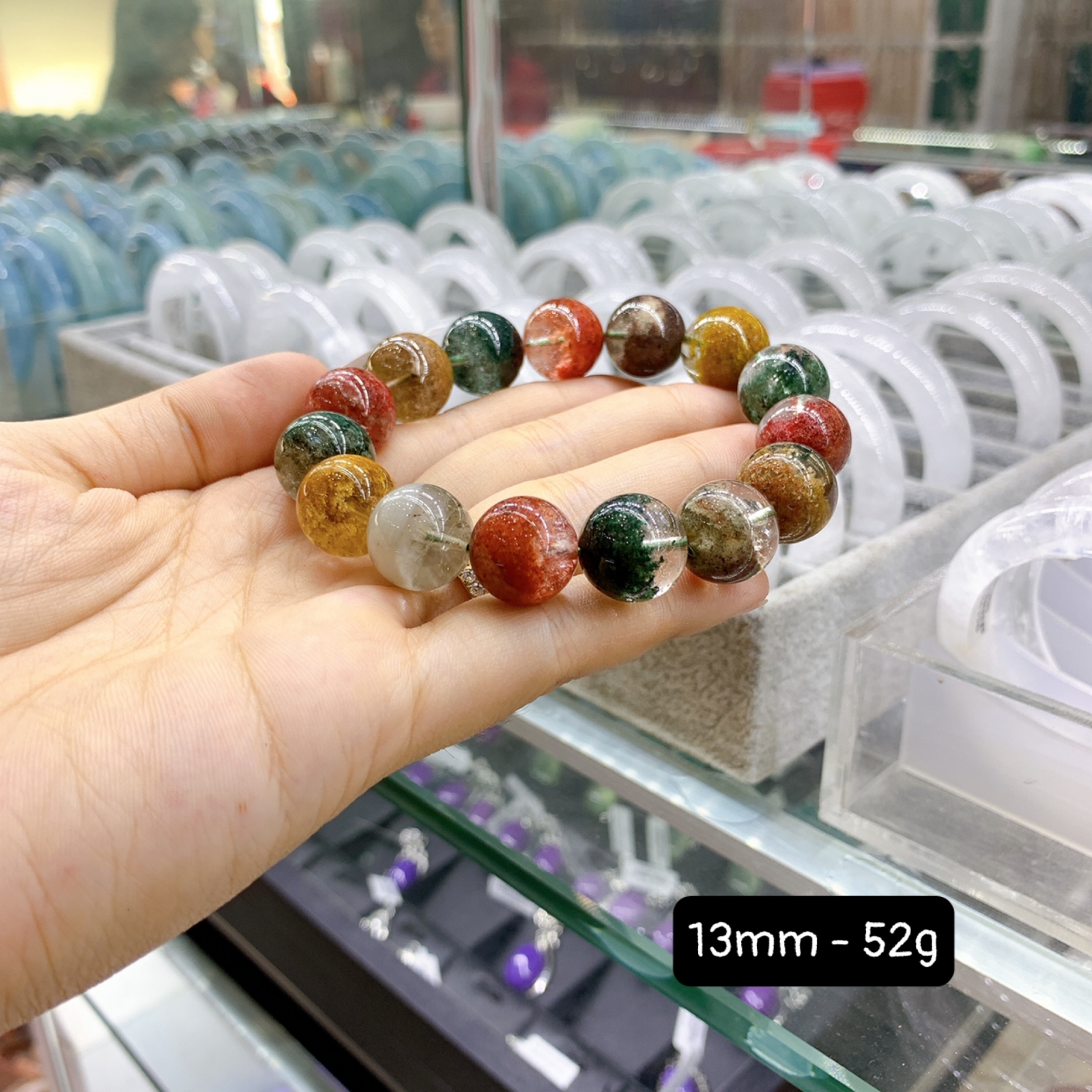 Chuỗi Đeo Tay Thạch Anh Ưu Linh Hỗn Hợp 6A Size 13mm