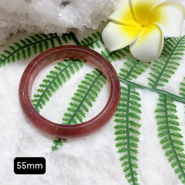 Kiềng thạch anh Dâu Tây Đỏ Bản Oval 5A Size 55mm