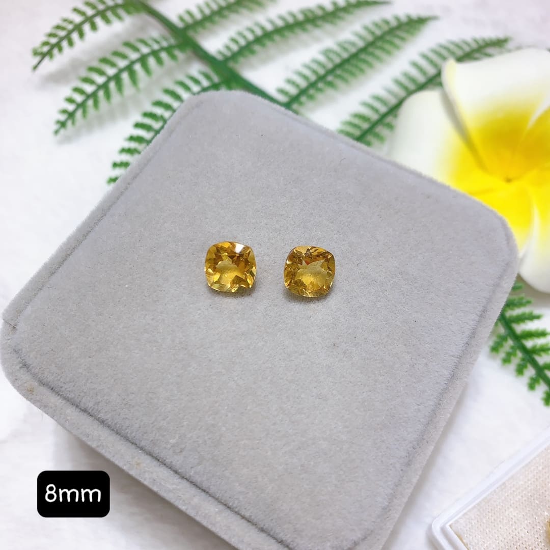 Mặt Đá Citrine 5A Cus Vuông Size 8mm