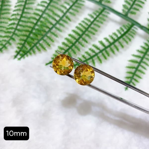 Mặt Đá Citrine 5A Hình Tròn Size 10mm