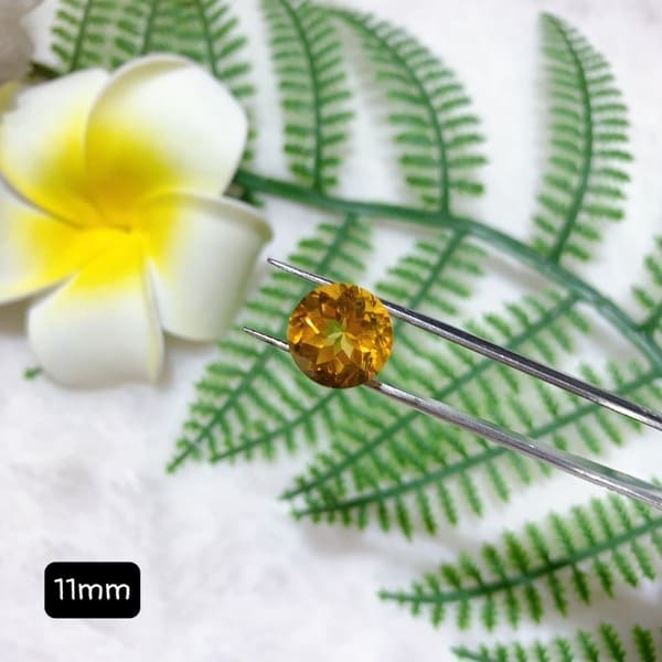 Mặt Đá Citrine 5A Hình Tròn Size 11mm