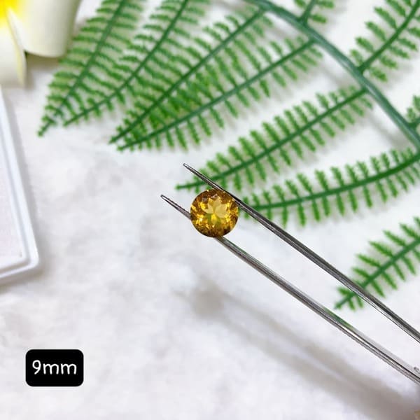 Mặt Đá Citrine 5A Hình Tròn Size 9mm