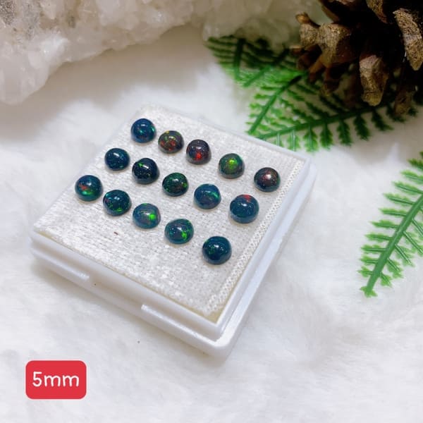 Mặt Đá Opal Đen 5A Hình Tròn Size 5mm