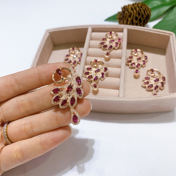 Mặt Dây Chuyện Bạc 925 Đính Đá Garnet Mẫu GN06