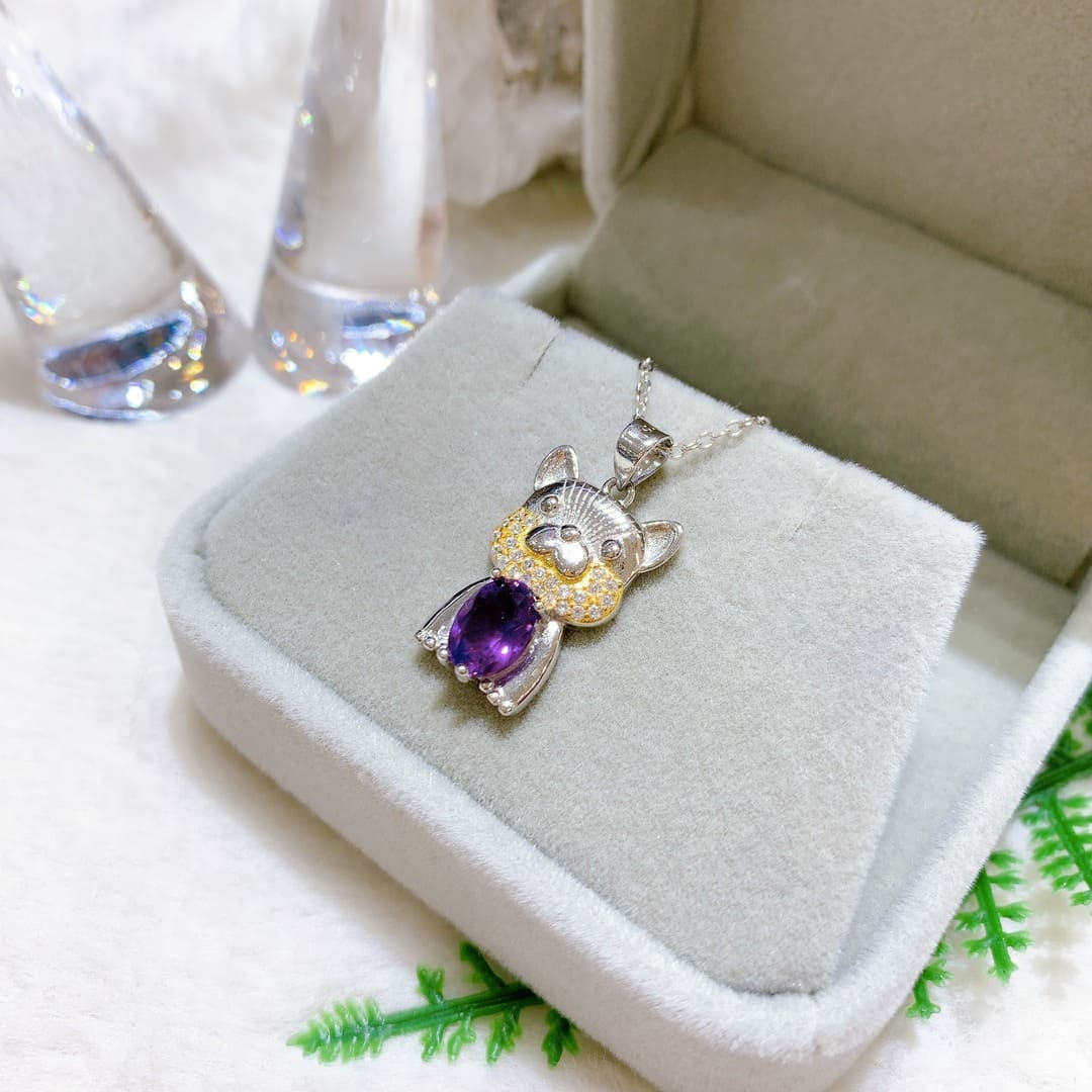 Mặt Dây Chuyền Đá Amethyst 6*8mm Bạc 925 - PPA020