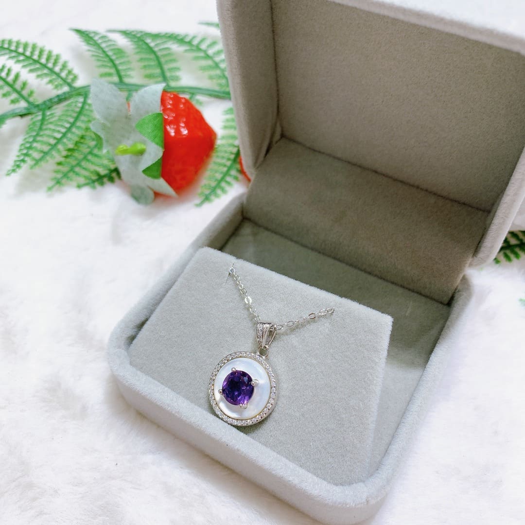 Mặt Dây Chuyền Đá Amethyst 7*7mm Bạc 925 - PPA020