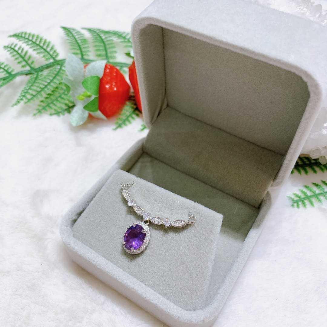 Mặt Dây Chuyền Đá Amethyst 8*10mm Bạc 925 - PPA018