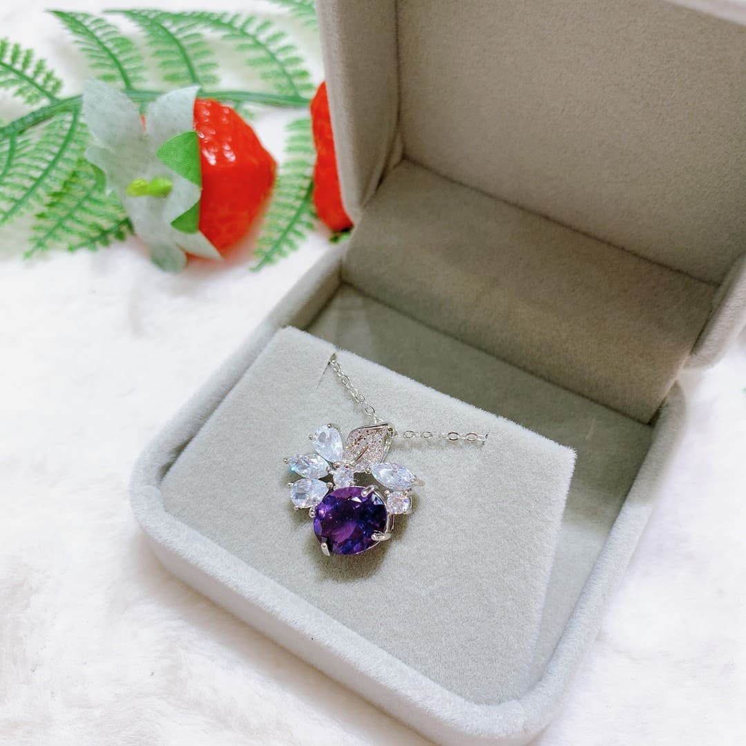 Mặt Dây Chuyền Đá Amethyst 9*11mm Bạc 925 - PPA021 