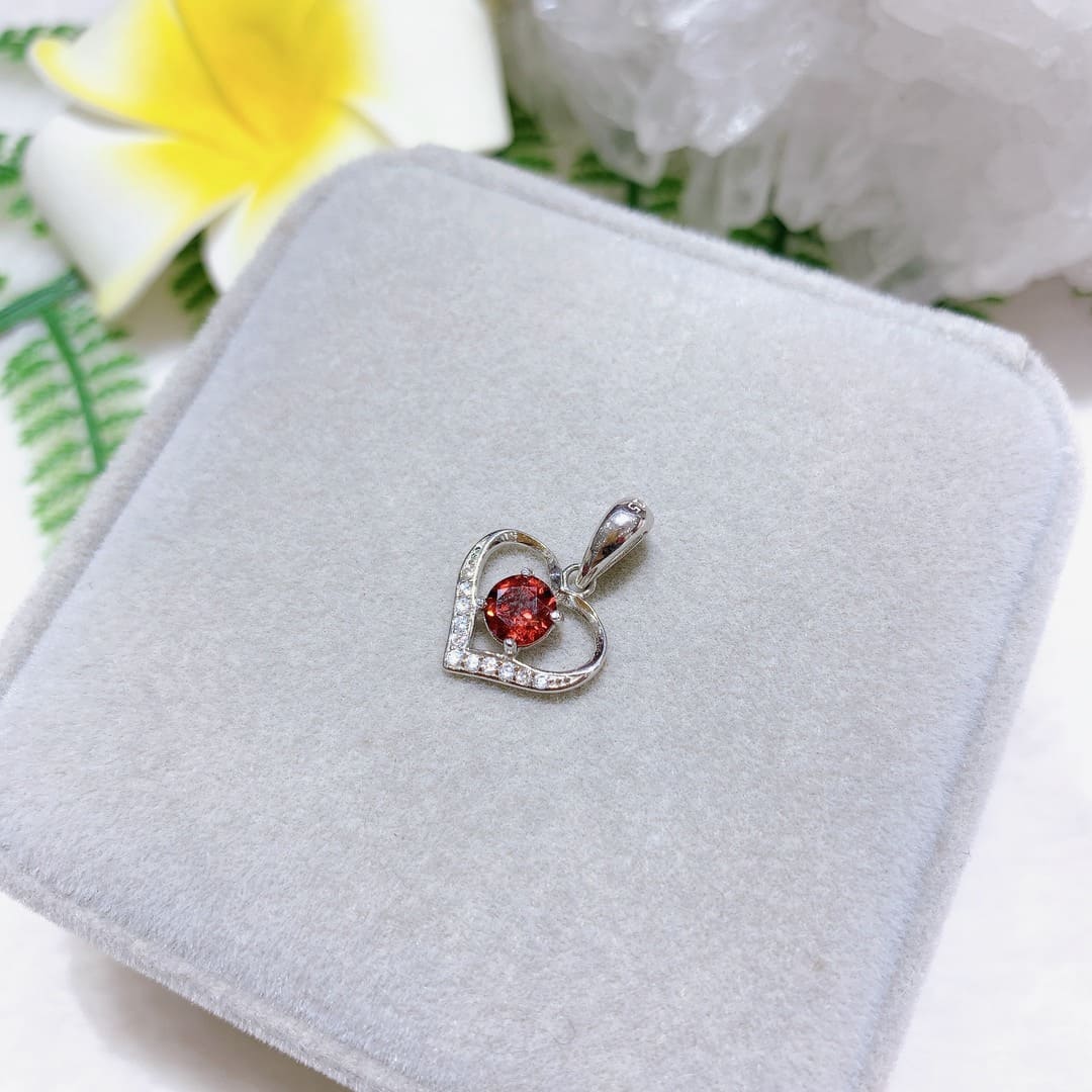 Mặt Dây Chuyền Đá Garnet 5mm Bạc 925 - PGN11