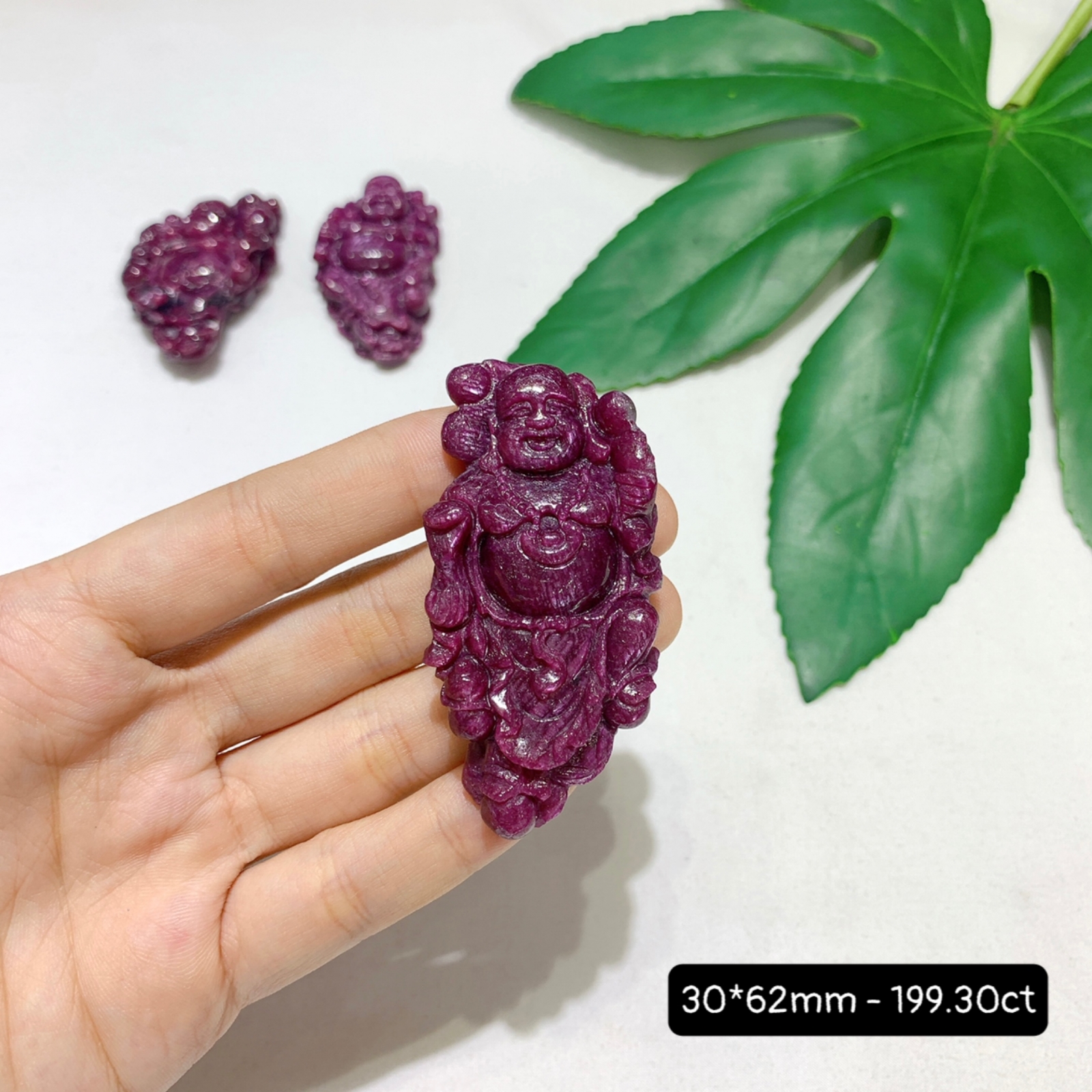 Mặt Phật Di Lặc Ruby Nam Phi Size 30*62mm