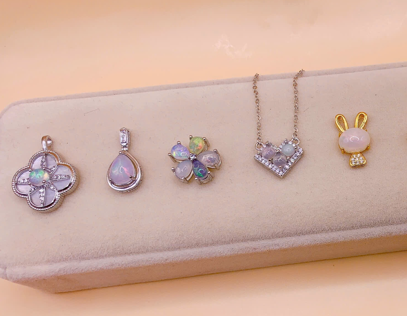 Mặt dây chuyền bạc 925 đính đá Opal 