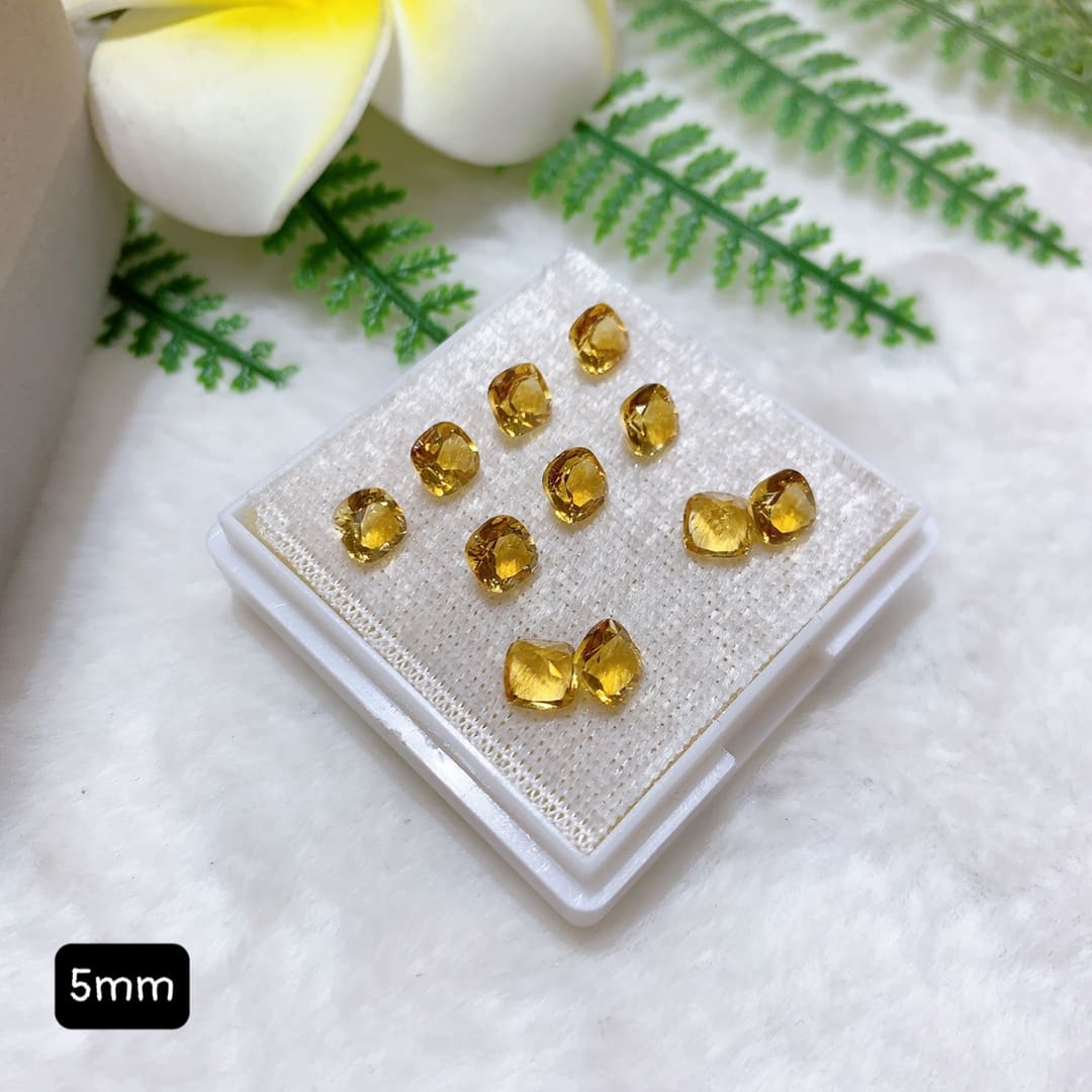 Tấm 5 Viên Citrine 5A Cus Vuông Size 5mm