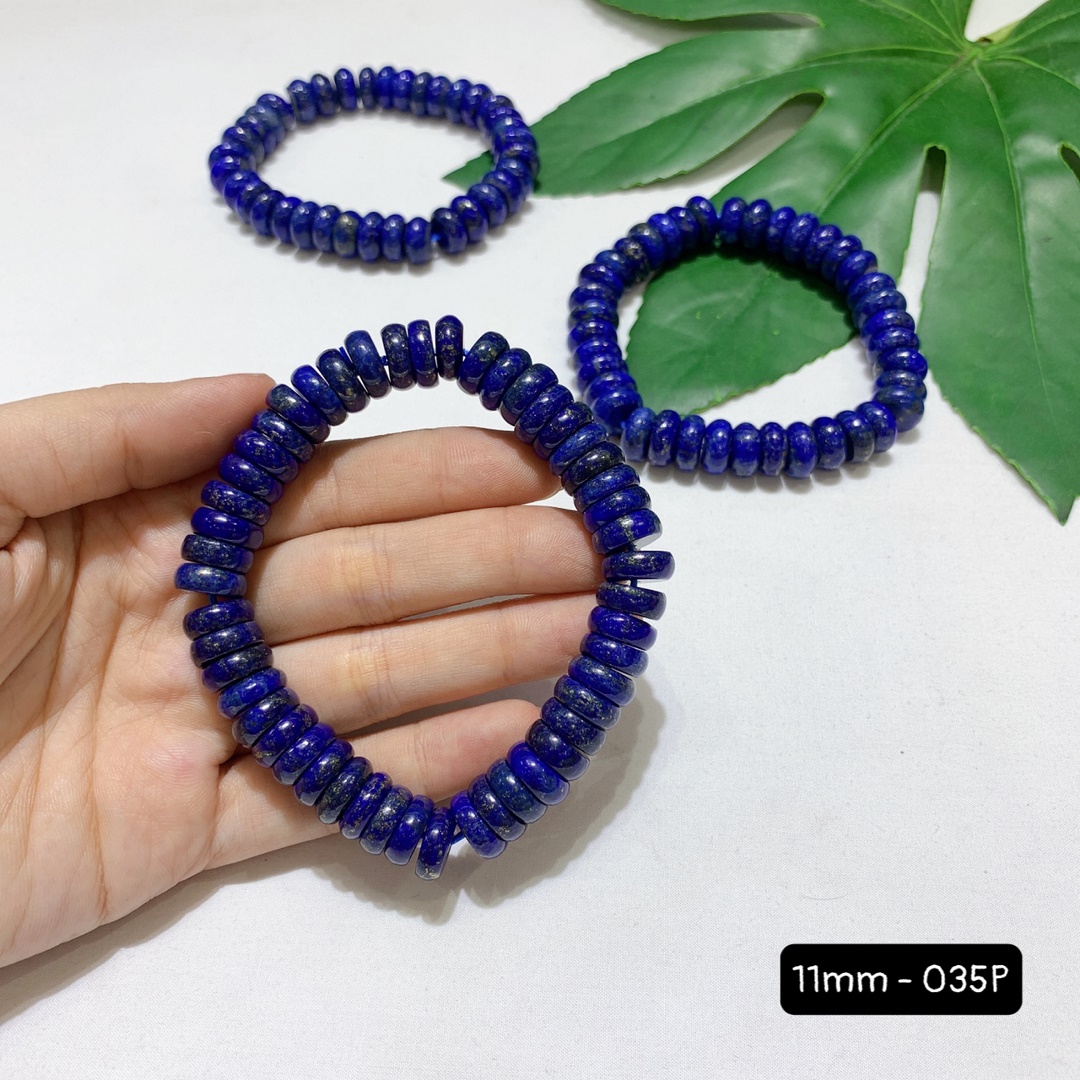 Vòng Chuỗi Tay Đá Lapis 3A Hạt Bầu Size 11mm