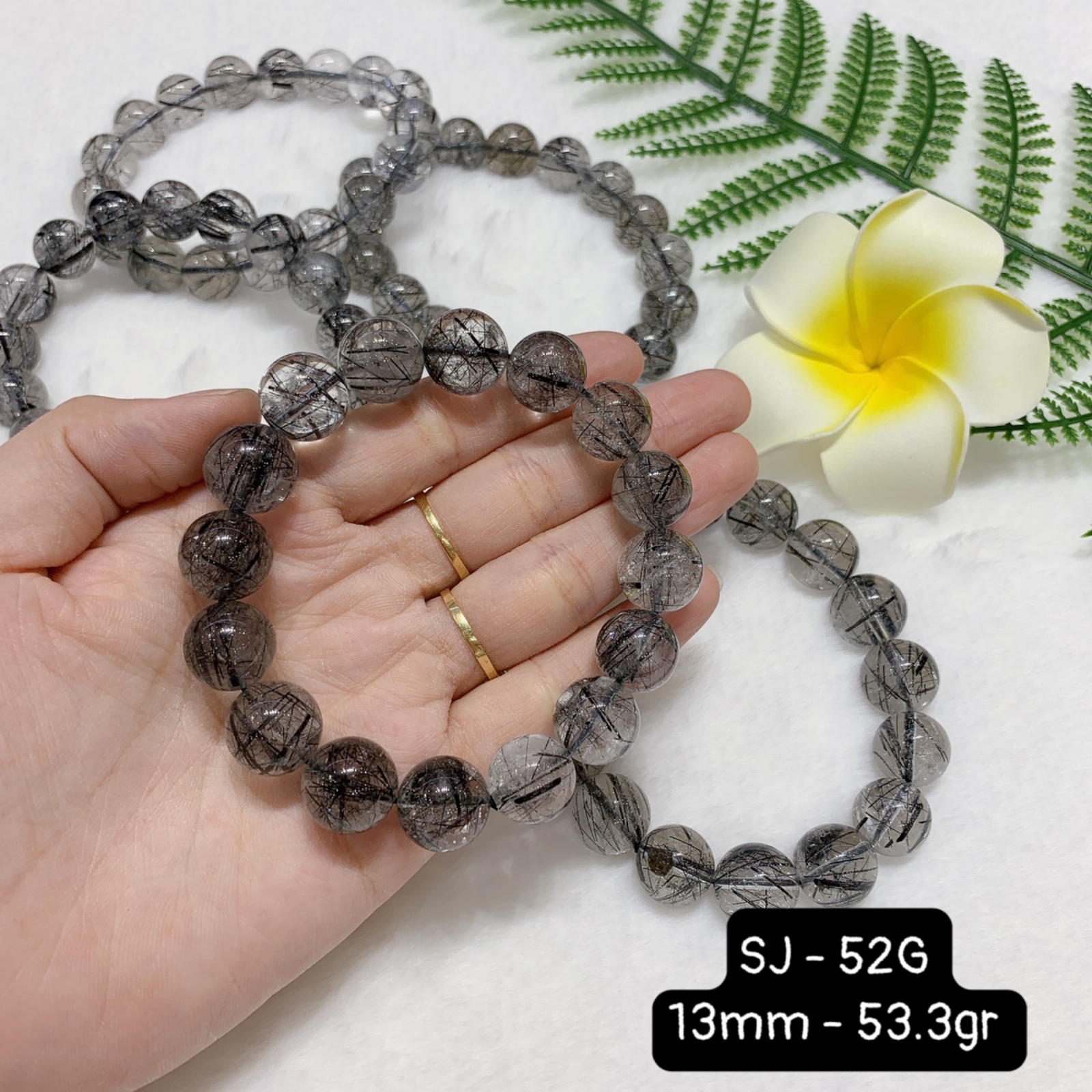 Vòng Tay Thạch Anh Tóc Đen 5A Size 13mm