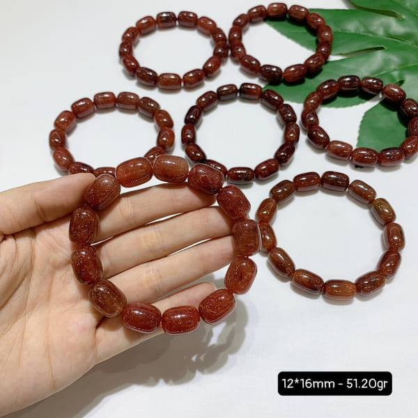 Vòng Tay Thạch Anh Tóc Đỏ 5A Hạt Trụ Size 12*16mm