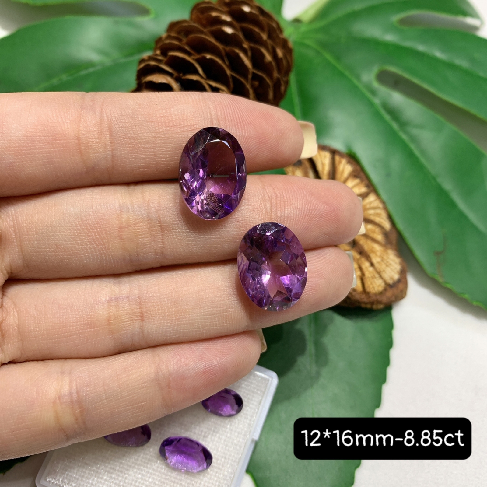 Mặt Đá Amethyst 5A Hình Oval Size 12*16mm