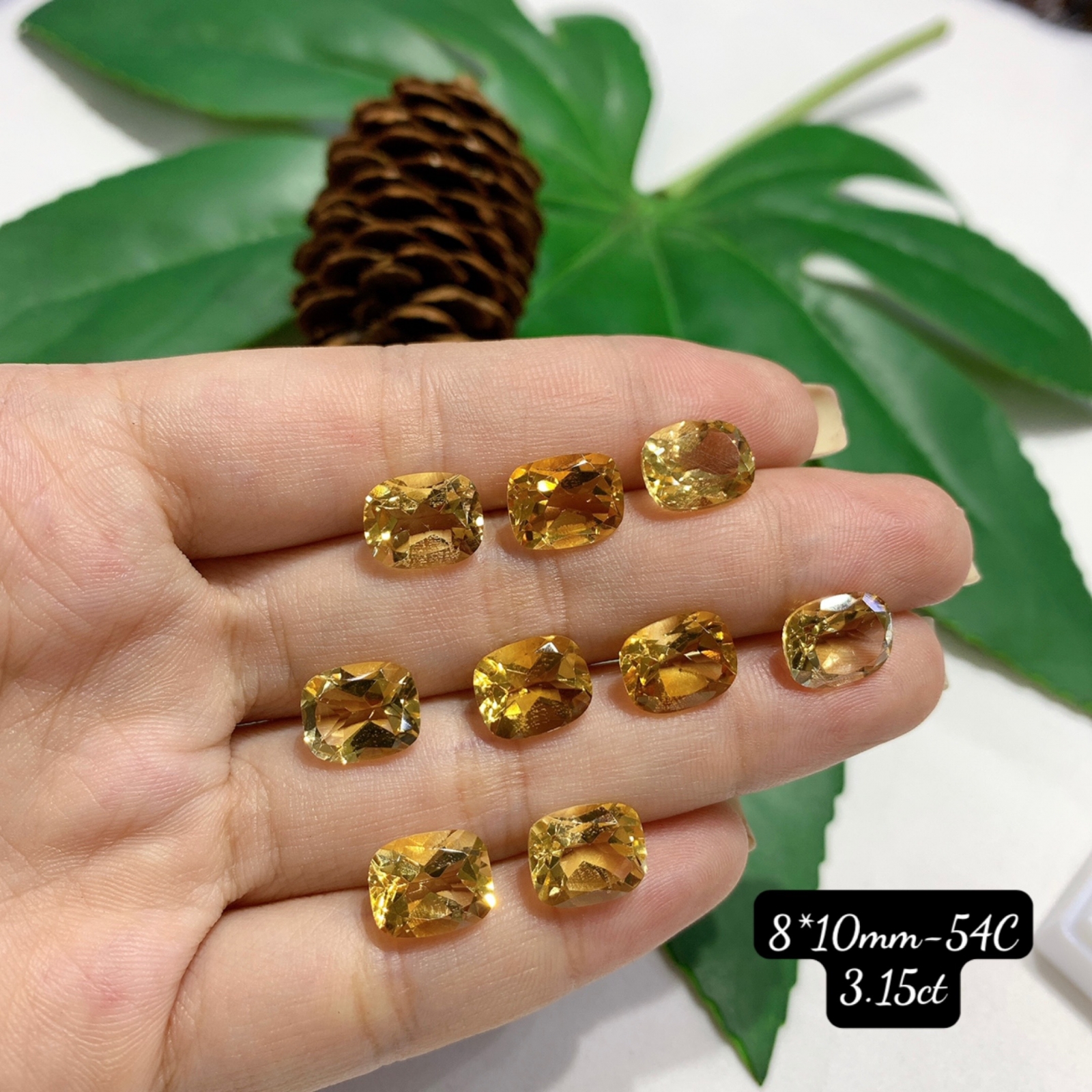 Mặt Đá Citrine 4A Cus Bầu Size 8*10mm