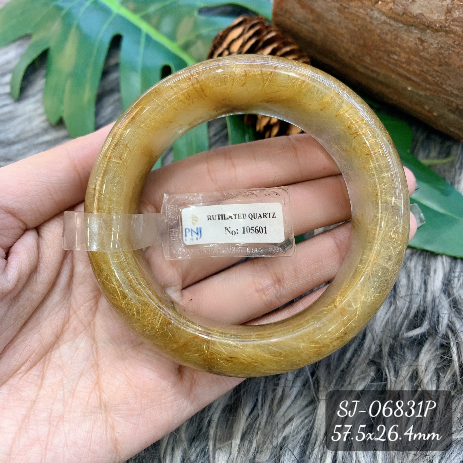 Kiềng Thạch Anh Tóc Vàng Chuẩn 6A Size 57mm