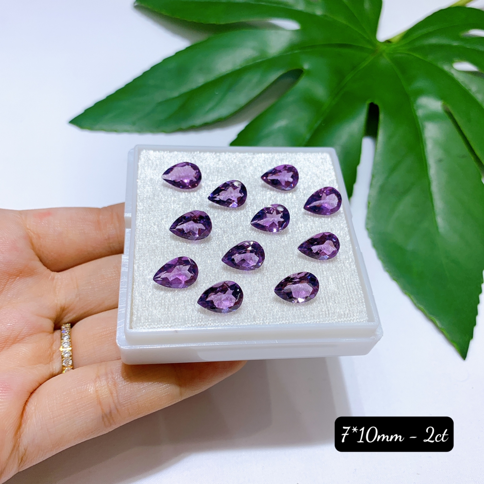 Mặt Đá Amethyst 5A Giọt Nước Size 7*10mm