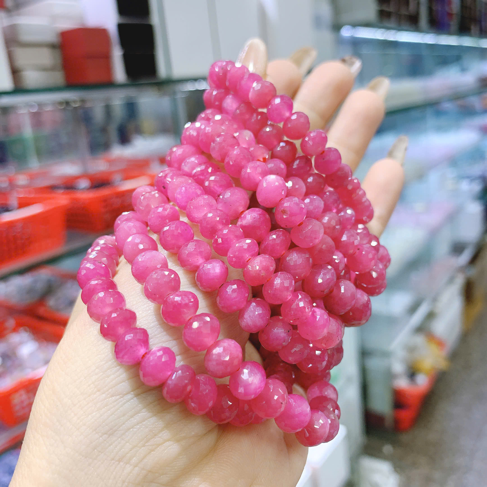 Vòng chuỗi Ruby Thái đỏ cắt giắc 5.5 x 7.5mm cao cấp