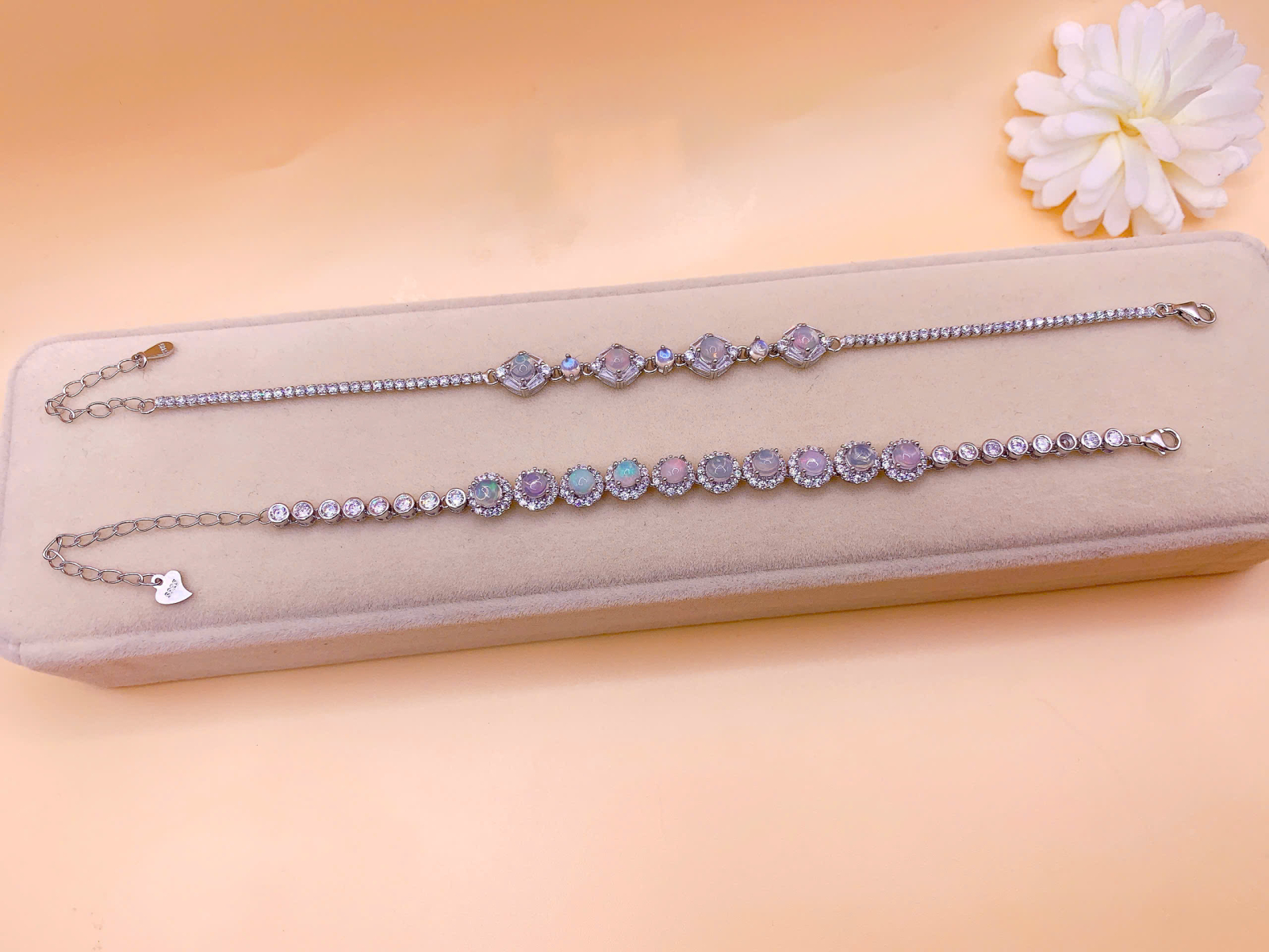 Lắc bạc đeo tay 925 đính đá Opal 