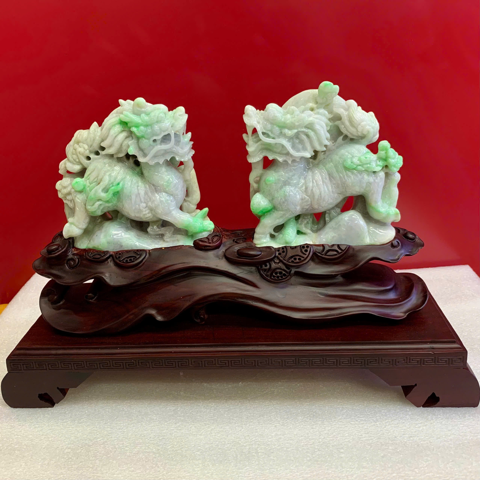 Cặp Kỳ Lân Cẩm thạch A (KT 11*11.5*4cm - 11*12*3.5cm ) ( KL : 3690gr )