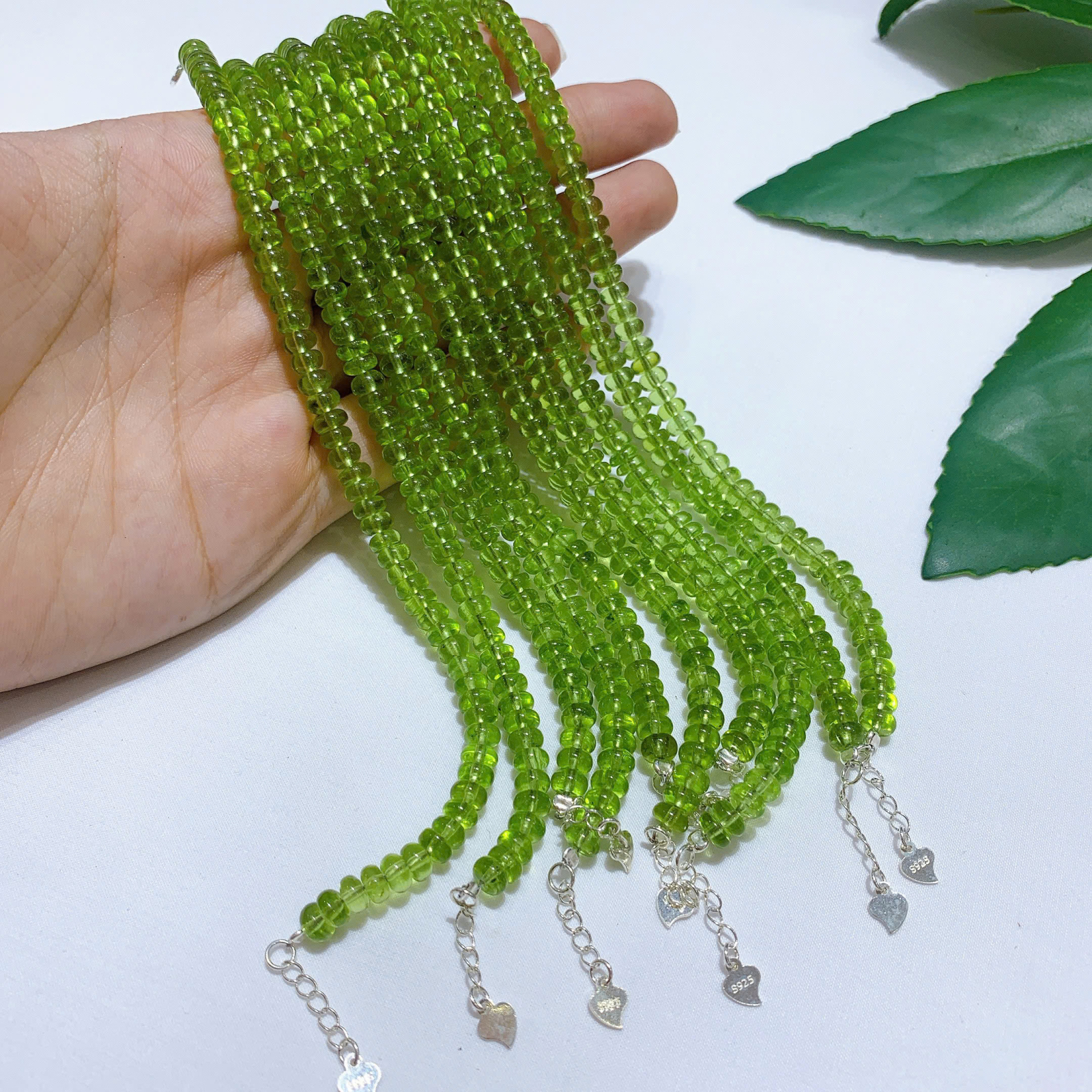 Lắc Tay Đá Peridot hạt bầu 5A size 7mm