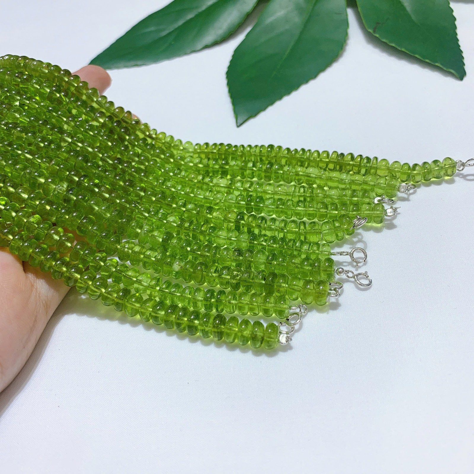 Lắc Tay Đá Peridot hạt bầu 5A size 7mm