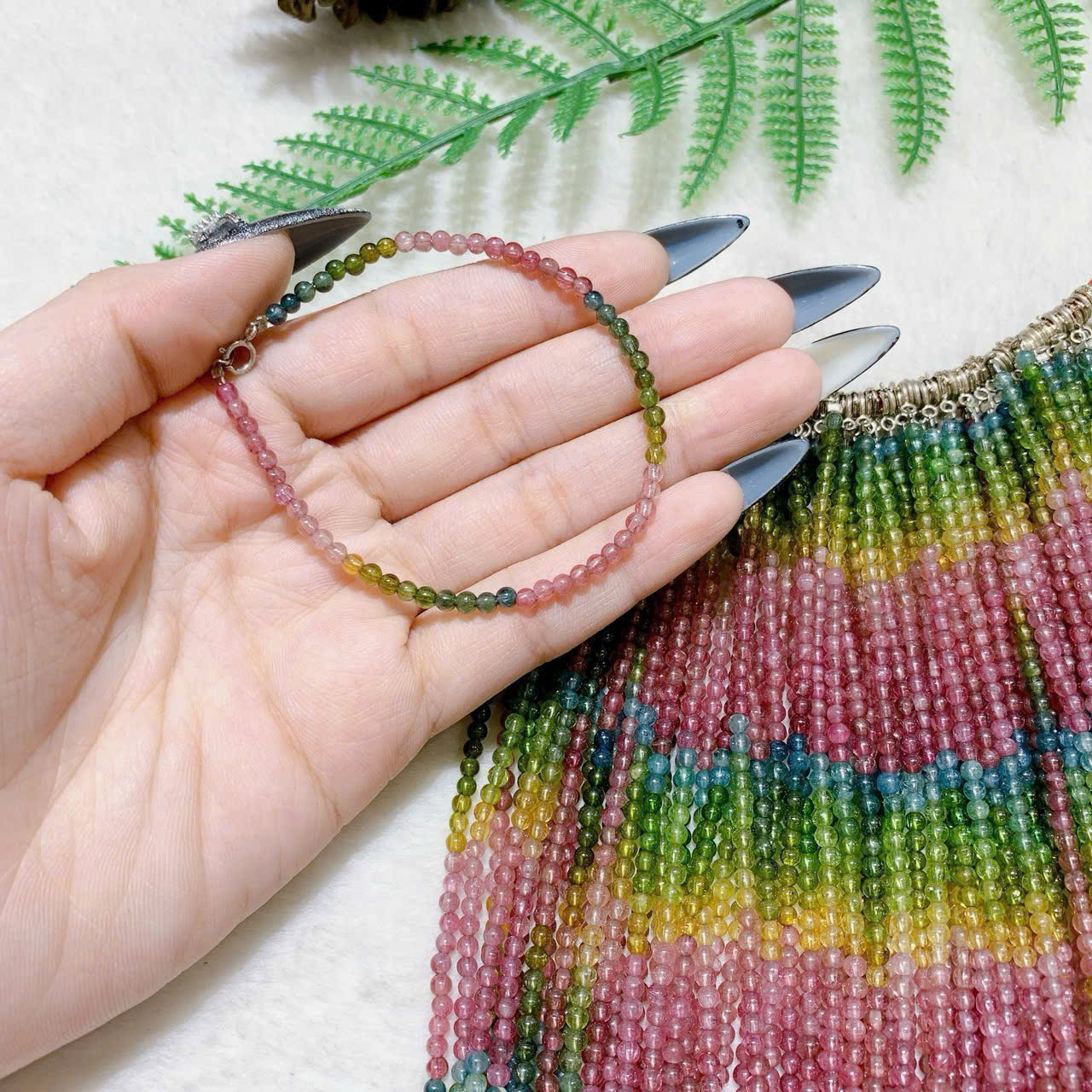 Lắc tay Tourmaline đa sắc size 3.2-3.5mm