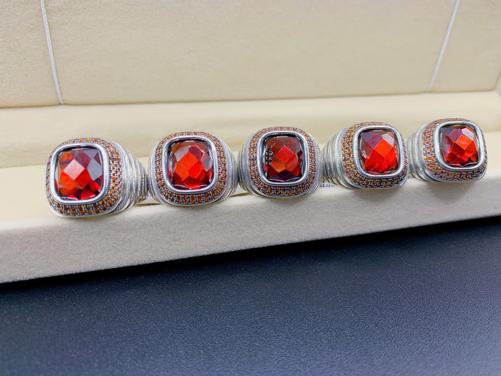 Nhẫn nam bạc Thái Onyx đỏ