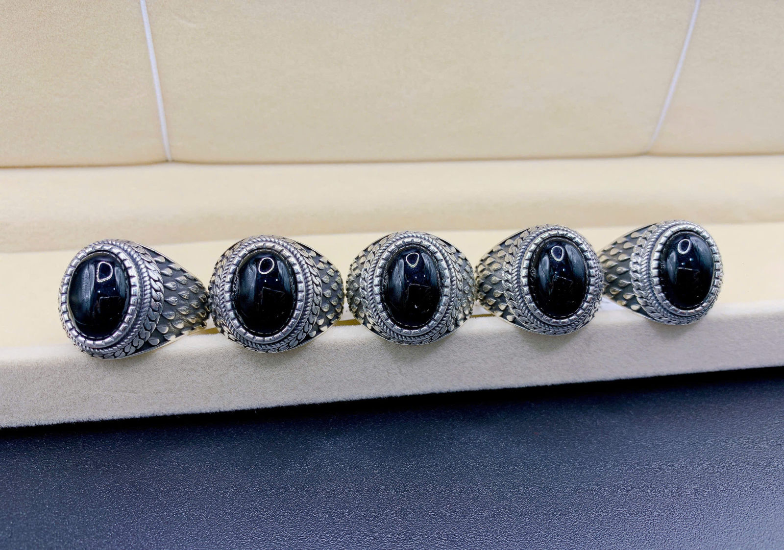 Nhẫn nam bạc Thái đá Onyx đen