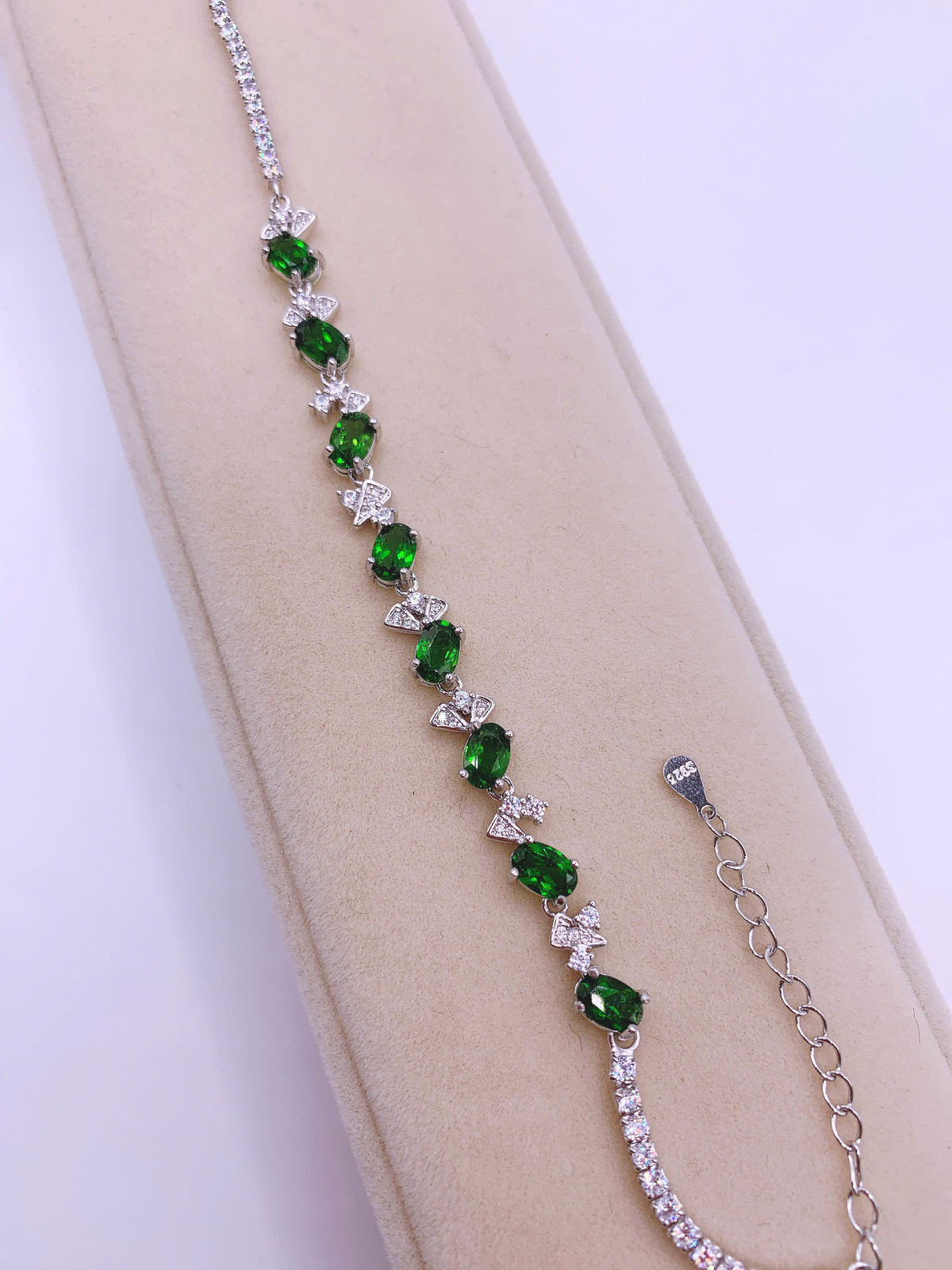 Lắc Tay Đính Đá Diopside Bạc 925 - BDO023