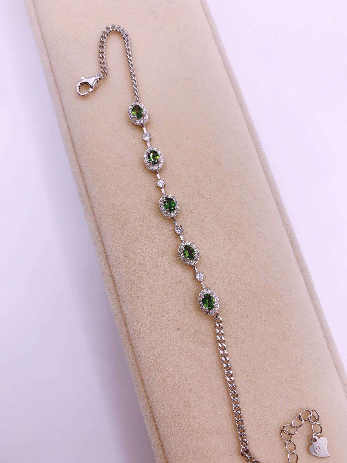 Lắc Tay Đính Đá Diopside Bạc 925 - BDO037