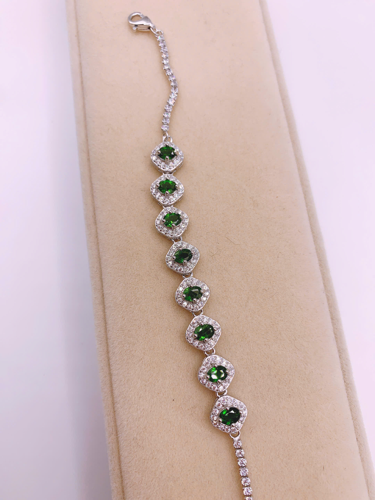 Lắc Tay Đính Đá Diopside Bạc 925 - BDO024