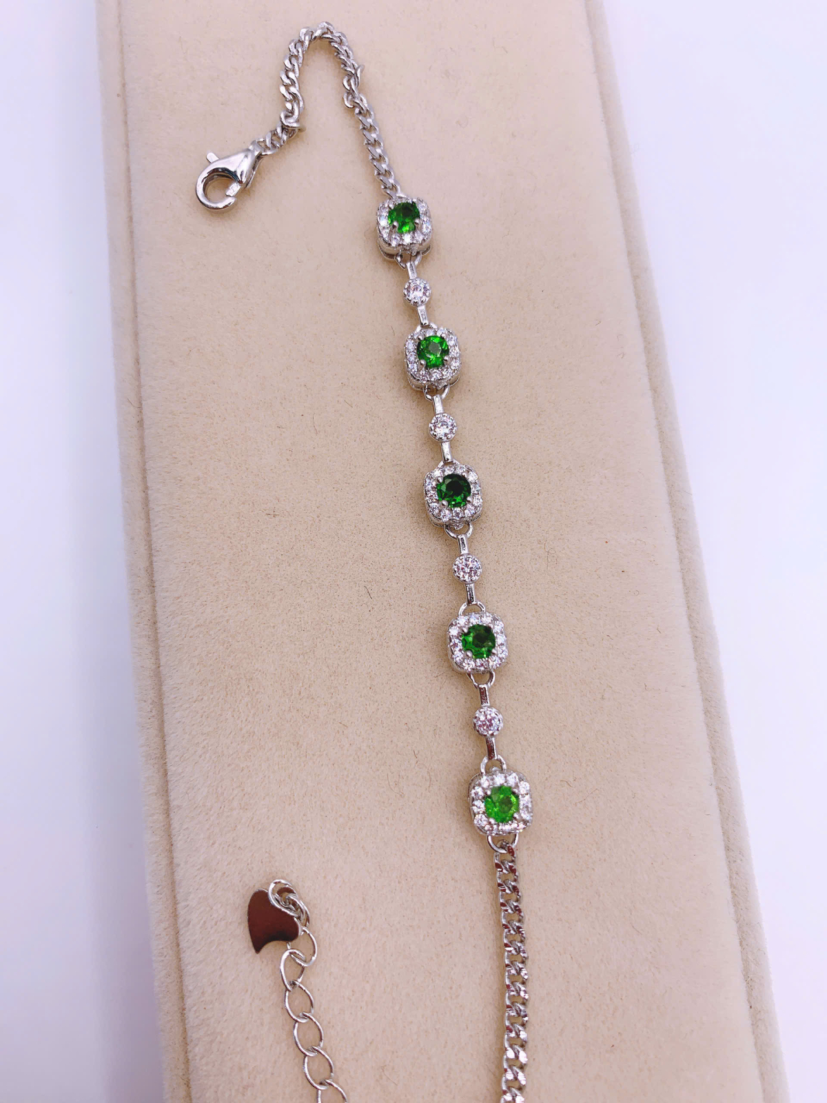 Lắc Tay Đính Đá Diopside Bạc 925 - BDO021