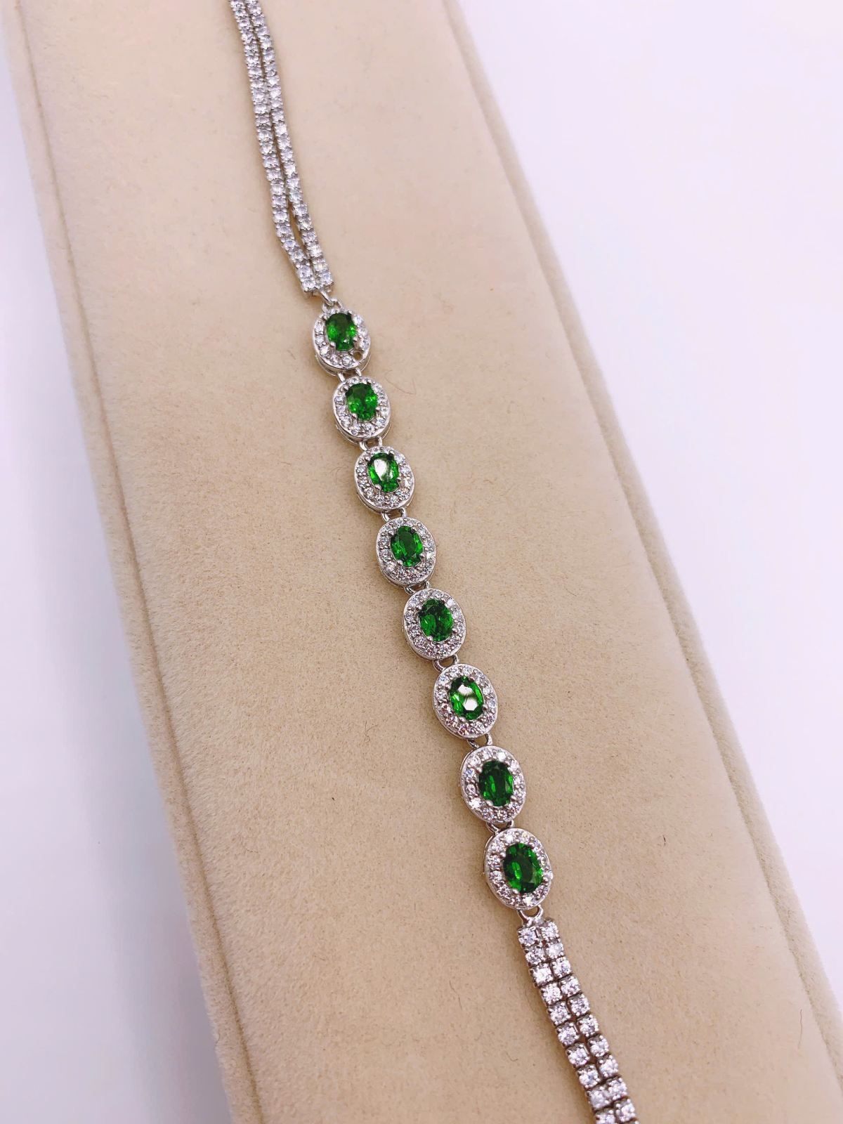 Lắc Tay Đính Đá Diopside Bạc 925 - BDO020