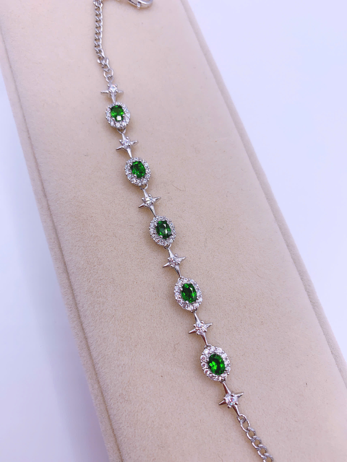 Lắc Tay Đính Đá Diopside Bạc 925 - BDO035