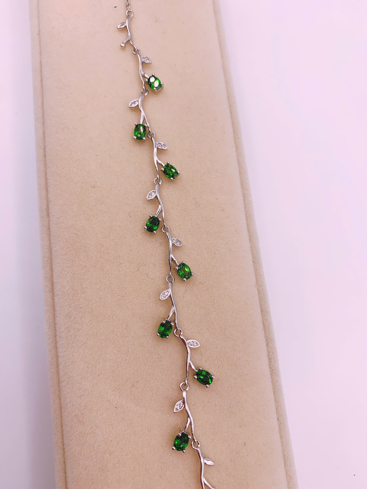 Lắc Tay Đính Đá Diopside Bạc 925 - BDO031