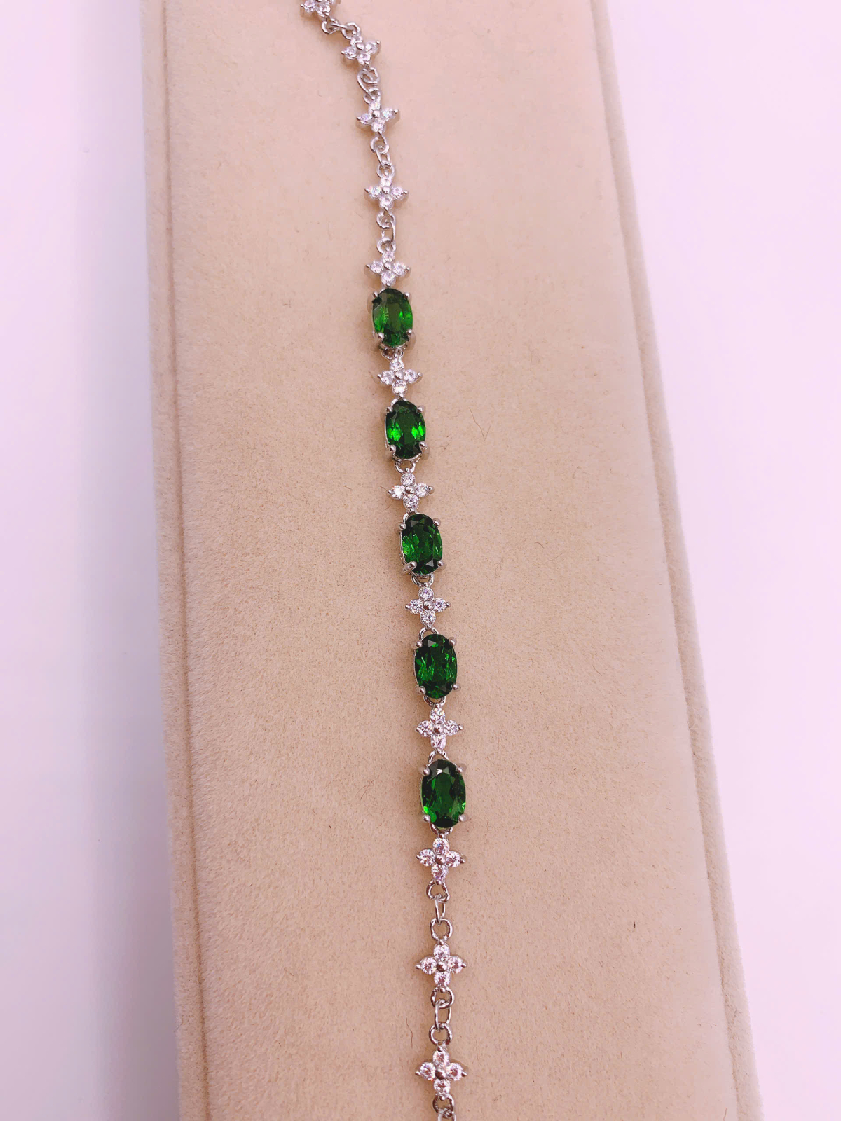 Lắc Tay Đính Đá Diopside Bạc 925 - BDO032
