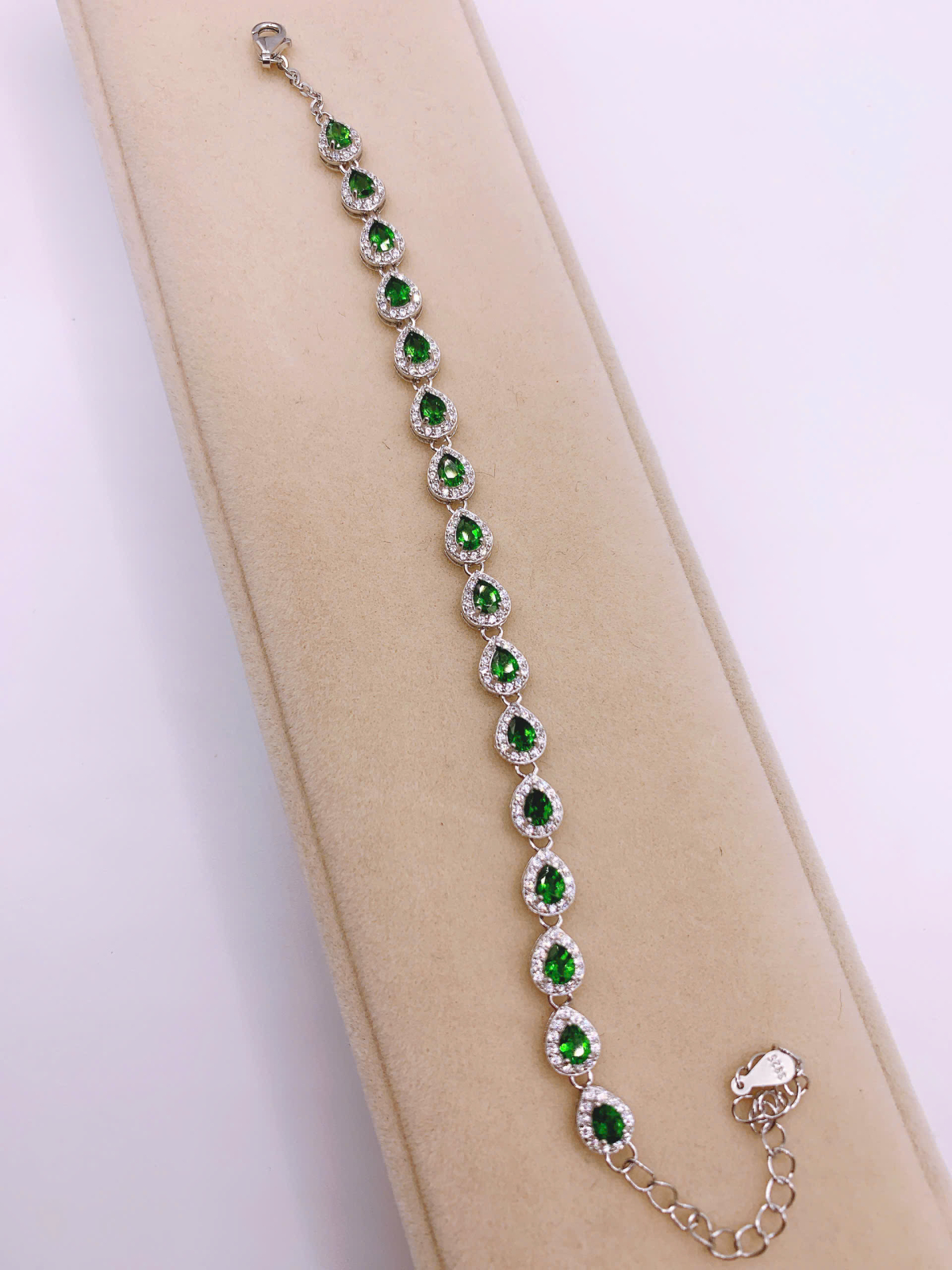 Lắc Tay Đính Đá Diopside Bạc 925 - BDO002