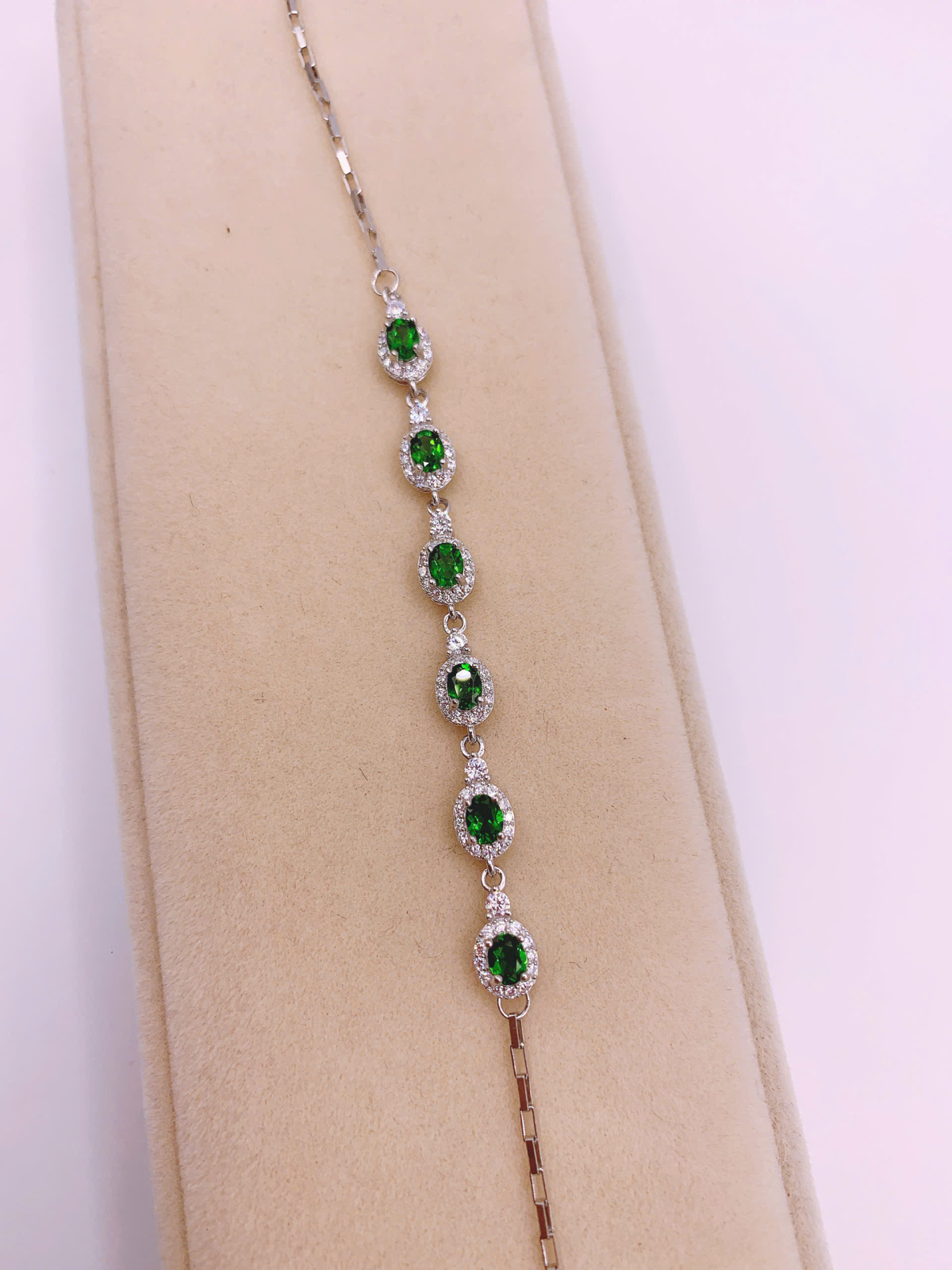 Lắc Tay Đính Đá Diopside Bạc 925 - BDO034