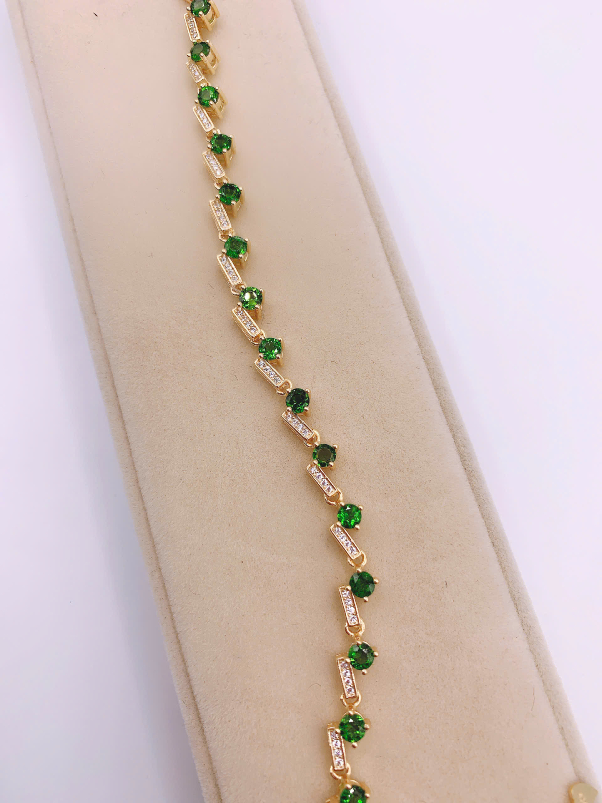 Lắc Tay Đính Đá Diopside Bạc 925 - BDO009