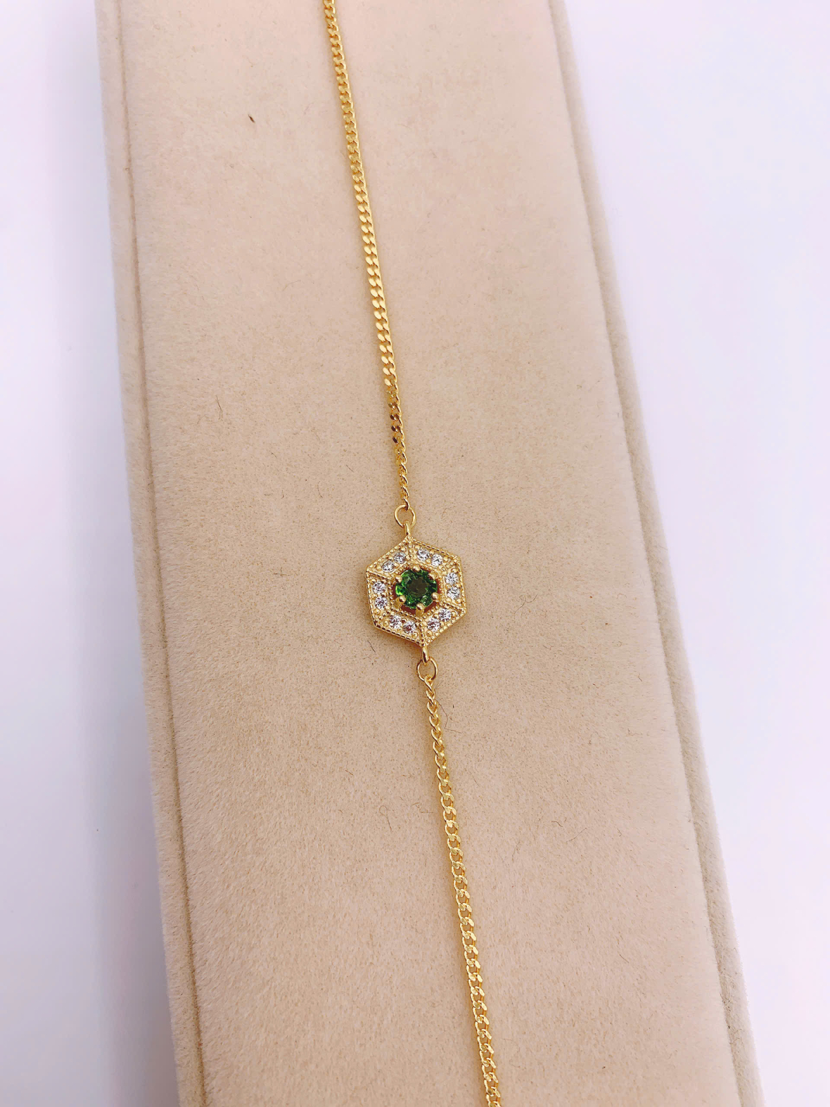 Lắc Tay Đính Đá Diopside Bạc 925 - BDO036