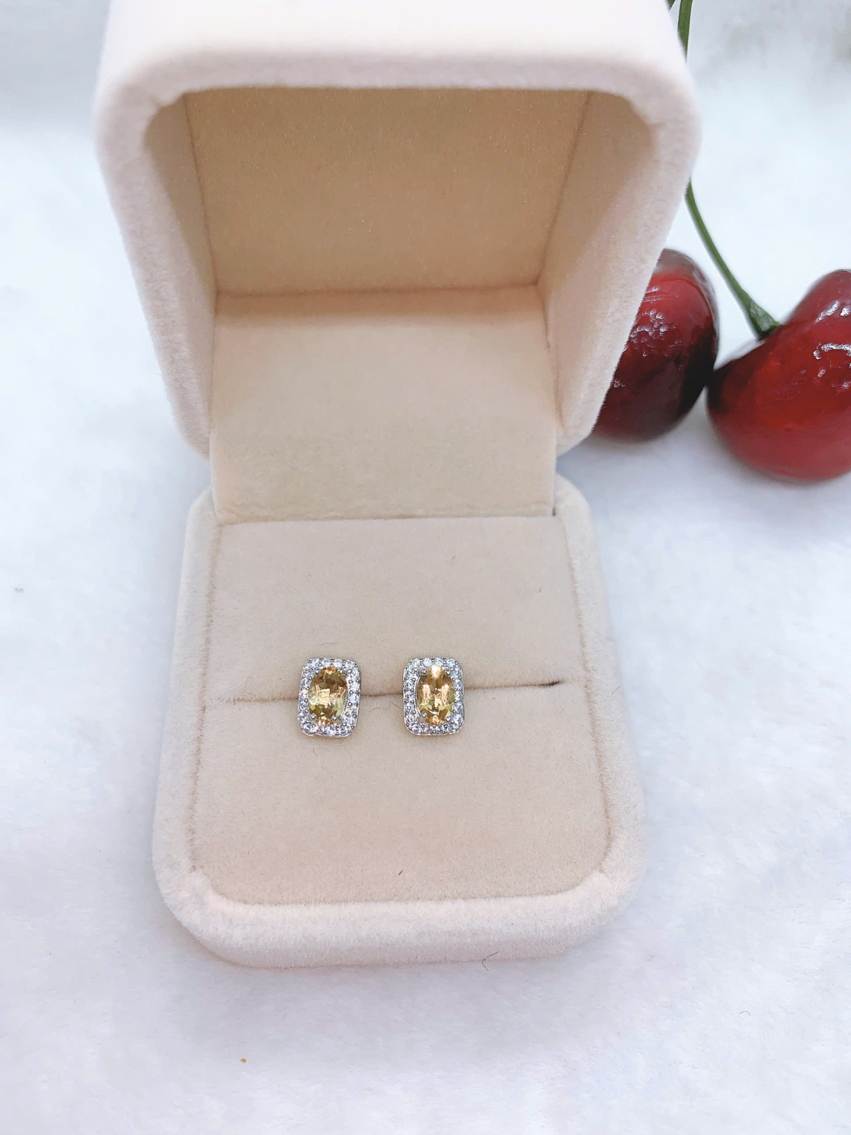 Hoa tai đá Citrine Bạc 925 - ECT058