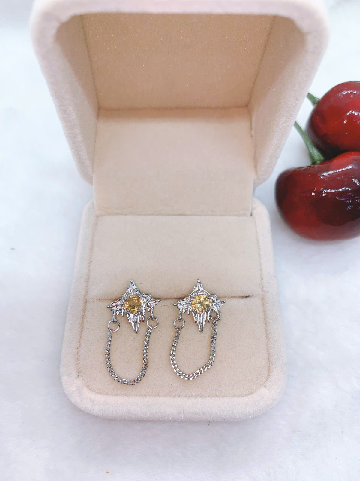 Hoa tai đá Citrine Bạc 925 - ECT057