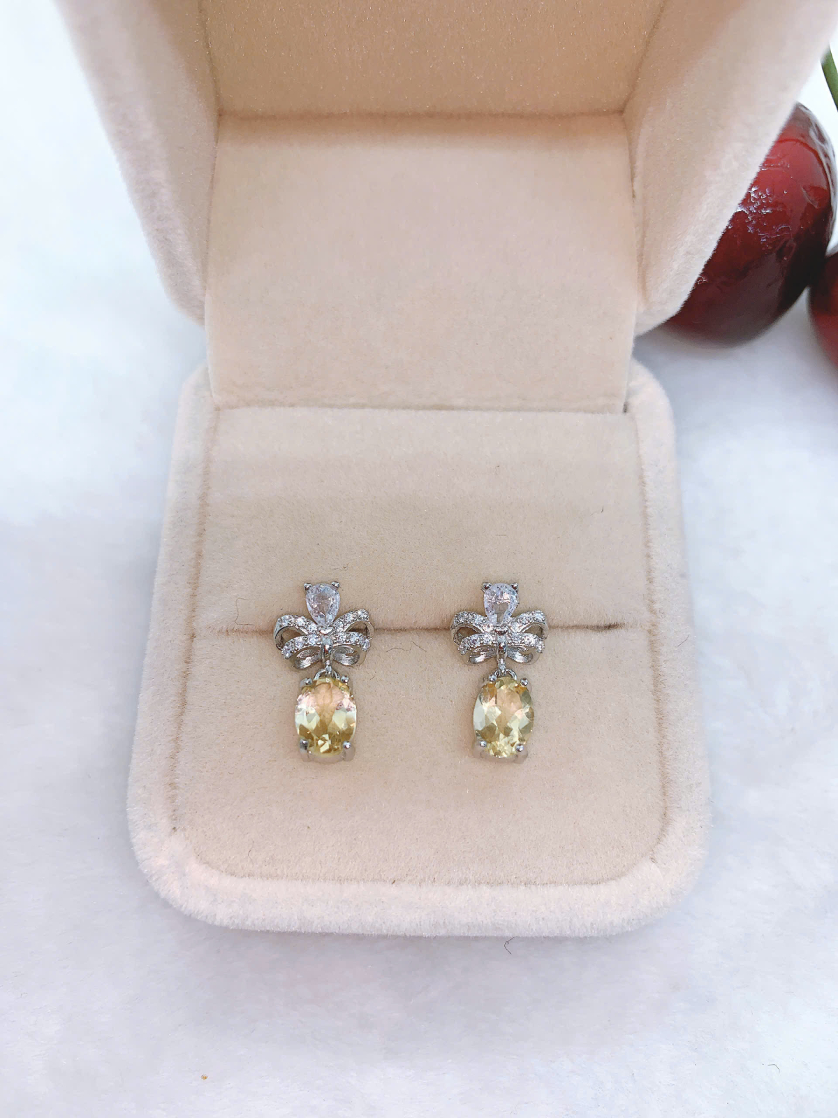 Hoa tai đá Citrine Bạc 925 - ECT056