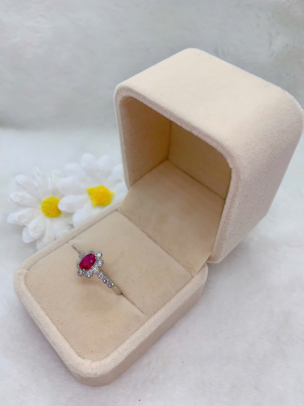 Nhẫn đá Ruby face bạc 925 - RRB185
