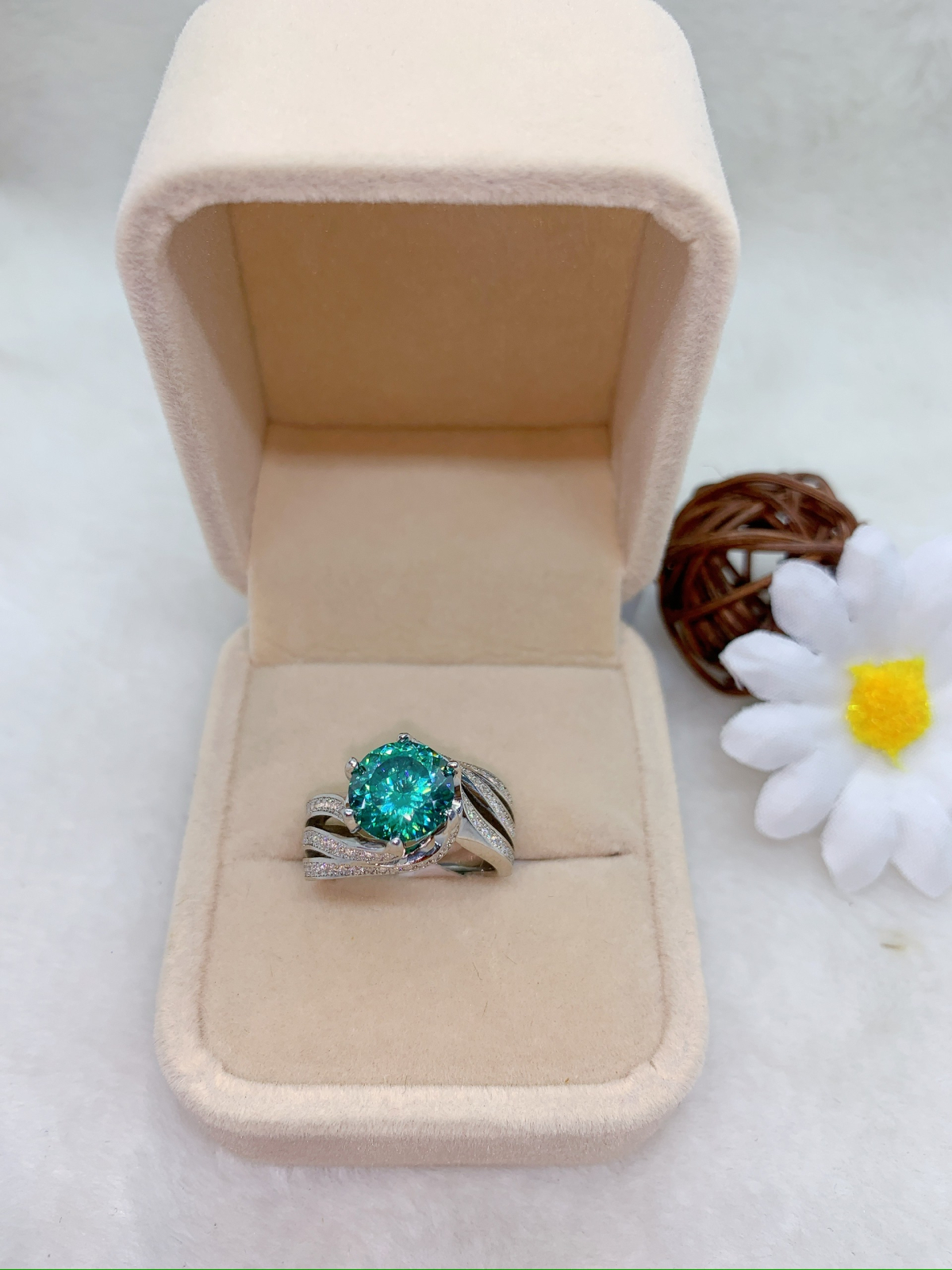 Nhẫn Moissanite ( D,FL,EX ) 9mm bạc 925-MX121GS05 